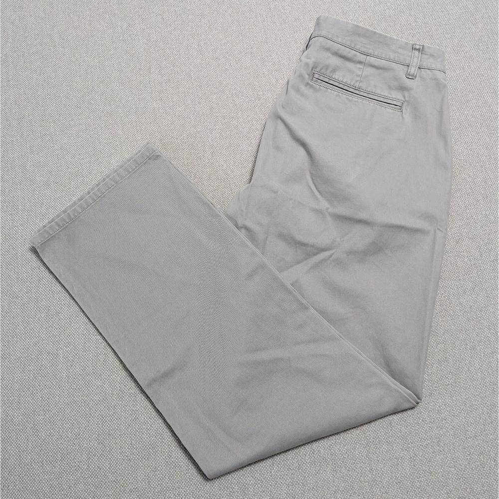 BONOBOS Men's Washed Chinos Pants 33x30 Grey Straight Fit Cotton Office Preppy